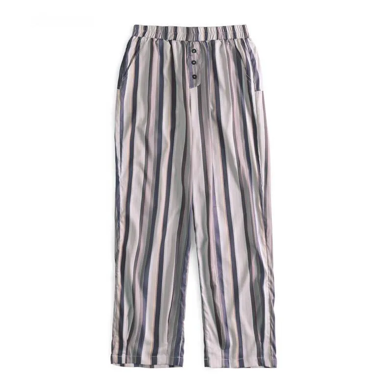 Summer Loose Stripe Calf Length Style Men Pant