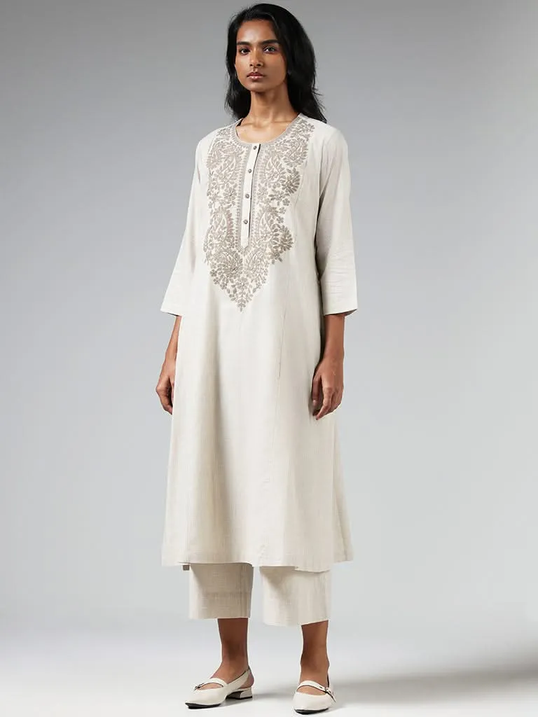 Utsa Grey Chikankari Embroidered Kurta